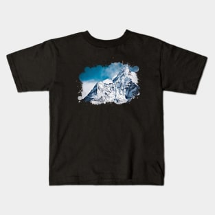 Snowy mountain artwork Kids T-Shirt